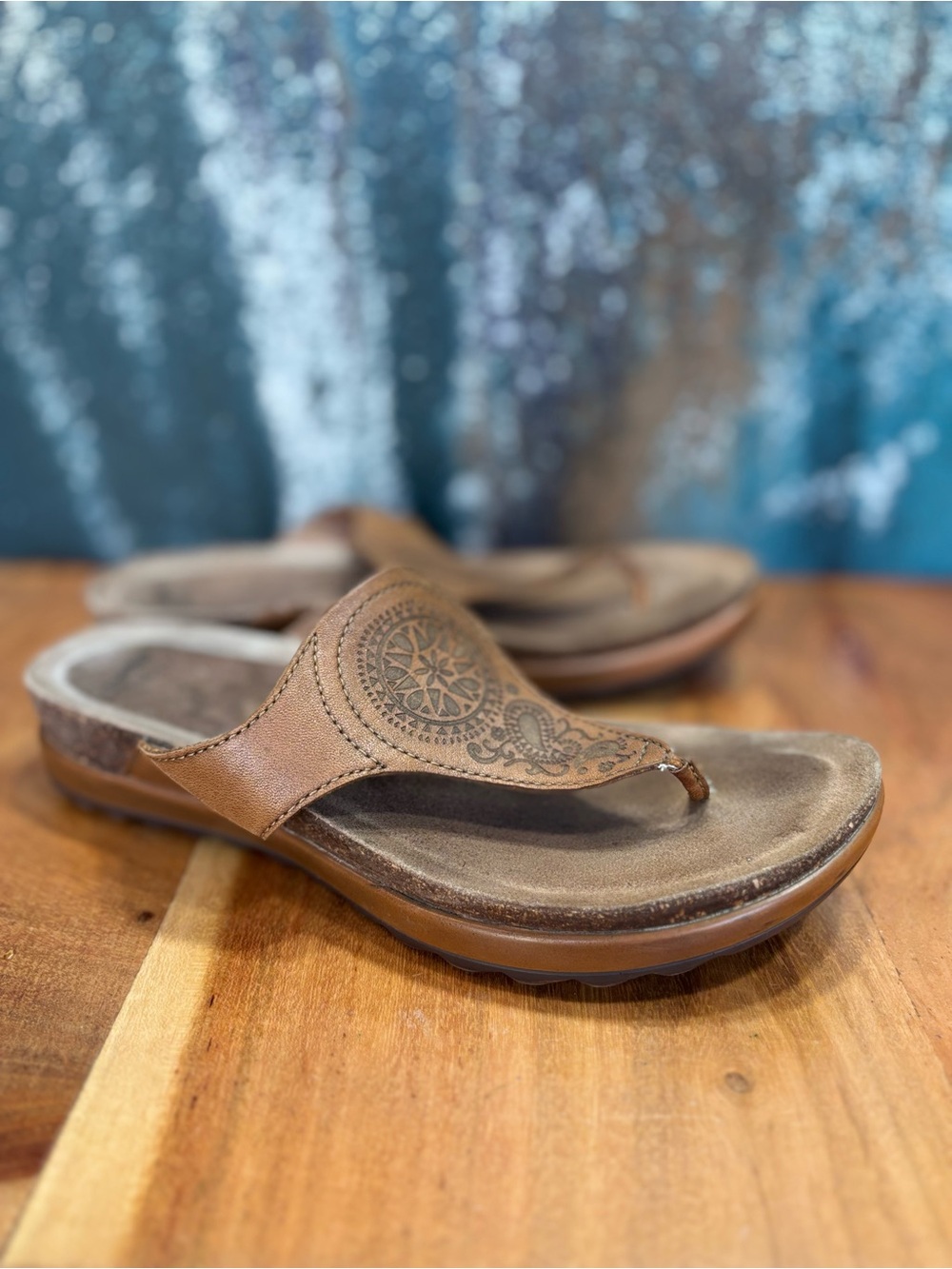 Dansko Boho Tooled Leather Comfort Sandals Brown EU 37 US 6.5-7